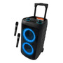 Caixa De Som Bluetooth Amplificada Grande Potencia Hz-2000 + 2 Microfones Sem Fio Limpo Preto 127/220v