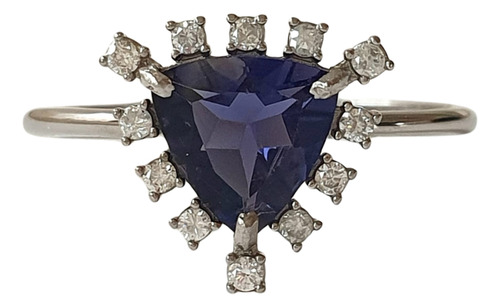 Anel Tanzanita 1,2ct E Diamantes Em Ouro Branco 18k 750 Branco 18