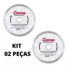 Kit 2 Discos Diamantado Porcelanato Turbo Fino 4.3/8 Cortag Cor Branco