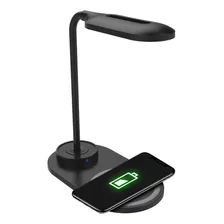 Base Cargador Celular Inalambrico Stf Con Lampara Led Color Negro