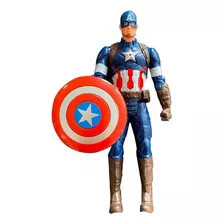 Boneco Capitão América 30cm Articulado C/ Som Acende Luz