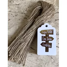 Tag Decorativo Seja Feliz Com Cordão 100 Unidades