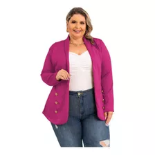 Blazer Feminino Plus Size Botões Blusa Social Roupa Casaco