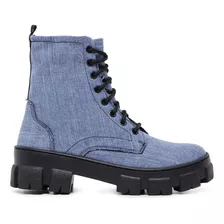 Bota Coturno Feminino Blogueira Tratorada Maravilhosa Jeans