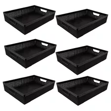 Kit 6 Cestos Organizadores Juta A3 11,5 L Preto 45x32x9,5 Cm