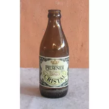 Botella Escudo 1980´s Cristal Café Sobre Relieve. Retro (c85