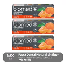 Pack 3 Pastas Dentales Sin Fluor Biomed Citrus Fresh 100g