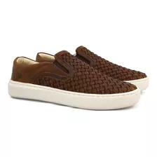 Slip On Masculino Tressê Couro Legitimo Confortável