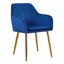 Silla De Comedor Dapri Dapri D-047, Estructura Color Azul Y Diseño De La Tela Liso, 1 Unidad