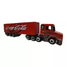 Caminhão Carreta Scania Baú Coca Cola 5 Eixos Brinquedo Madeira