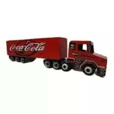 Carreta Bitrem Scania Bau Madeira Brinquedo 7eixo Cocacola