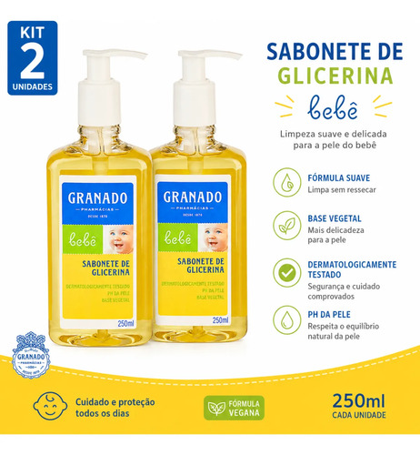 Kit 2x Sabonete Líquido De Glicerina Granado Bebê 250ml