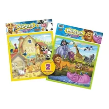 Rompecabezas Puzzle 2 En 1 Granja Y Zoo 25 Piezas -