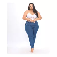 Calça Jeans Plus Size Feminina Cós Modelador Com Elastano 