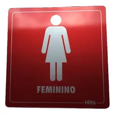 Placa Sinalização Prateada Banheiro Feminino Espelhado 15x15