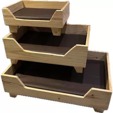 Cama Cucha Perros Madera Mascota Grande 90x70 C/colchon