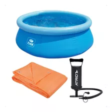 Kit Piscina Inflável Redonda 1.000l + Bomba Ar + Lona 3x3