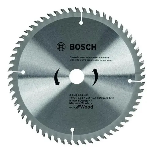 Disco De Sierra Circular Bosch Eco 184mm 60 Dientes Madera Plateado