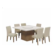 Conjunto De Mesa Tampo Giratório Amesterdã Cedro Off/areia