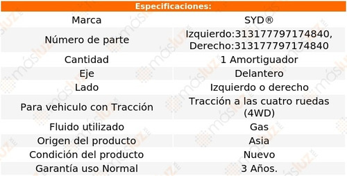 (1) Amortiguador Del Gas Der O Izq Van Toyota 4wd 87/89 Syd Foto 2