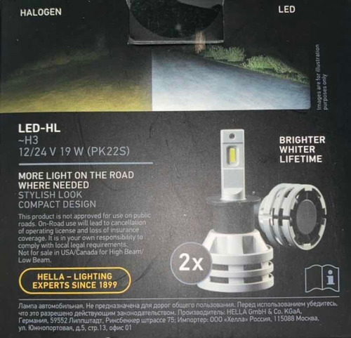 Foco Led H3 Hella Retrofit 6500k 200%+luz 12/24v 19w Foto 2