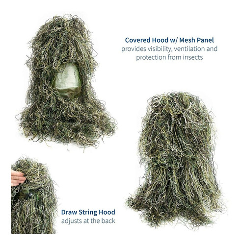 Roupa Camuflada Sniper Ghillie 3d Até 1,70 Alt, Caça Airsoft