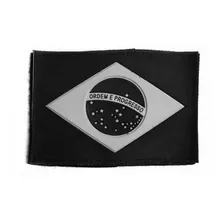 Patch Emborrachado Bandeira Do Brasil Preto E Branco