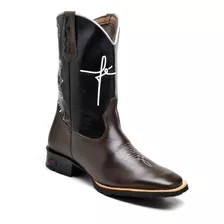 Bota Masculina Leve Bico Quadrado Texana Cano Longo Fé