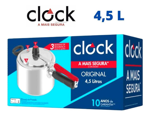 Panela Pressão Clock 4,5 Litros Original Polida 