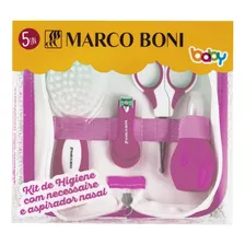 Kit Higiene Cuidados Com Bebê Com Necessaire Rosa Marco Boni