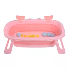 Tina Bañera Plegable Para Bebe Ligera + Jugetes Termometro Color Rosa Ojitos