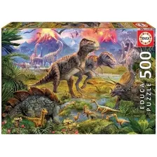 Puzzle 500 Pcs 48x34cm Encuentro De Dinosaurios