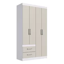 Guarda-roupa Solteiro 4 Portas 2 Gavetas Branco/cristalo -