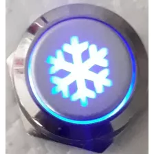 Botão Universal Ar Condicionado Em Metal Led Azul 19mm