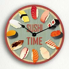 Reloj De Pared - Susie85electra Sushi Time Wood Wall Clock M