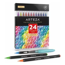 Arteza Real Brush Pens, 24 Colores Para Acuarela Con 