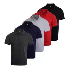 Camisa Polo Básica Piquet Masculino Kit 5 Peças