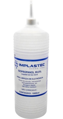 1 Litro Álcool Isopropílico Puro 100% Isopropanol Implastec