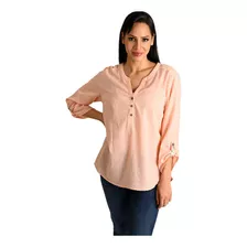 Blusa Ferrioni Para Dama Manga 3/4 Color Salmon 100% Algodón