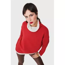 Sweater Holgado Efecto Doble Prenda Rojo Nicopoly