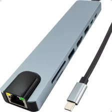 Hub Adaptador Usb C Tipo-c Porta Hdmi Rj45 Para Mac Notebook