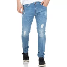 Calça Jeans Skinny Rock Soda Masculina Desfiada Casual