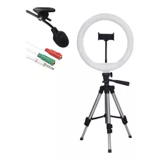 Kit Youtuber Ring Light 26cm + Tripé 1,20 + Microfone Lapela