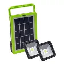 Kit Solar 2 Focos 2w Linterna Recargable Cargador Usb