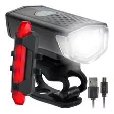  Kit Farol E Lanterna Bike Led Usb Recarregável Prova D'água