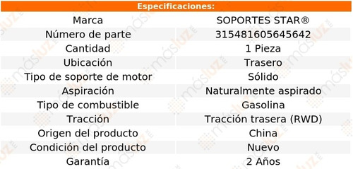 1) Soporte Motor Tras Para Hyundai Stellar 1.6l 4 Cil 85/86 Foto 2
