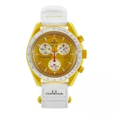 Reloj Swatch X Omega Mission To The Sun Correa Color De La Correa Blanco Color Del Bisel Amarillo Color Del Fondo Amarillo