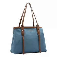 Bolsa Ombro Chenson Casual Bolsa De Ombro-sacola Tote De Microfibra Azul Alças De Cor Marrom