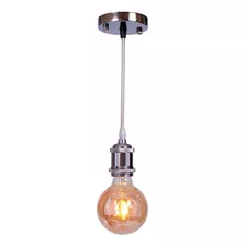 Pendente Retrô Vintage Cromado + Lampada Filamento 110v/220v Iluminar Ambiente