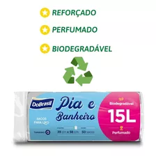 Saco De Lixo 50 Unidades 15 Litros Branco Perfumado Pia Banheiro